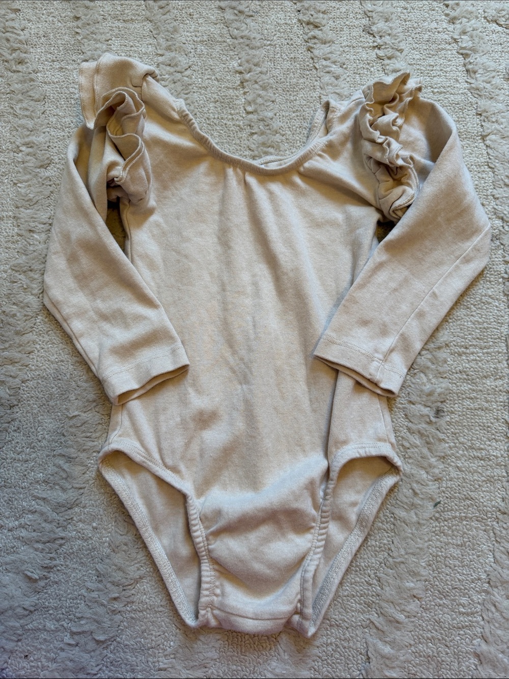 Girls Long Sleeve Ruffle Bodysuit - Cream